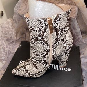 Black & Gray Snake Skin Booties